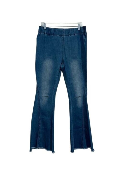 Pants - Womens XL Denim Bell-Bottom Jeans With Frayed Hem